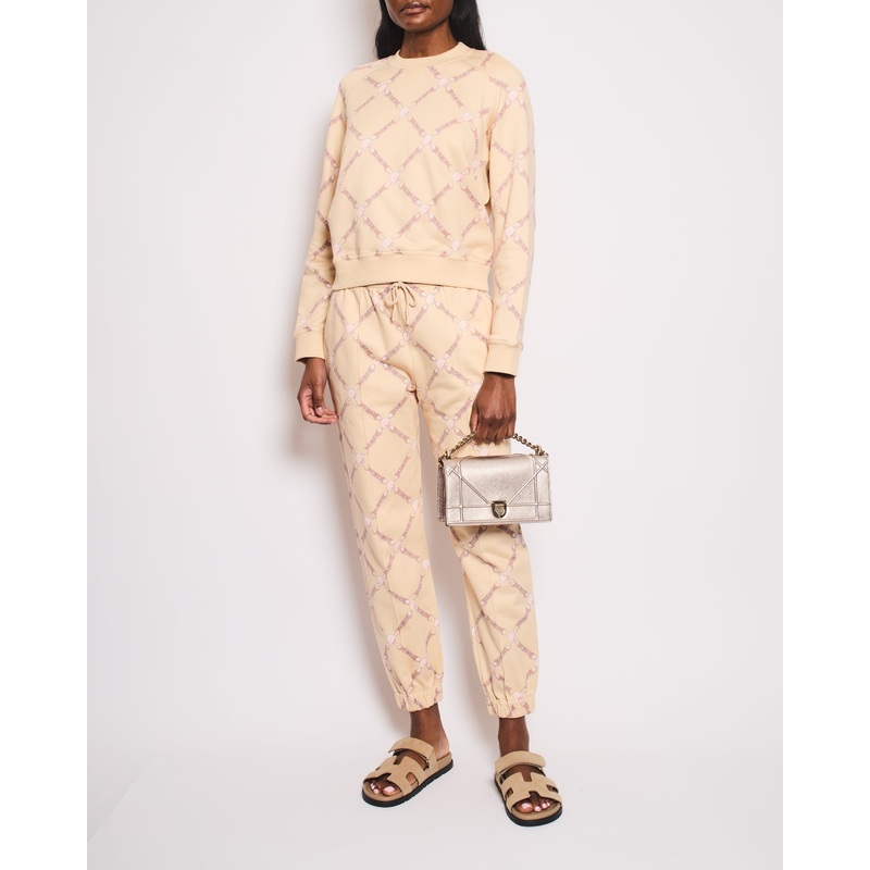 Herms Beige and Pink 'Grand Tralala' Two-Piece Jumper and Jogger Set Size FR 40 (UK 12)