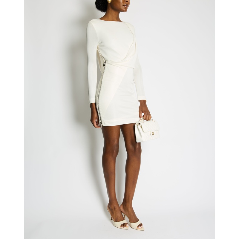 Tom Ford Cream Long Sleeve Backless Midi Dress with Zip Detail Size IT 40 (UK 8)