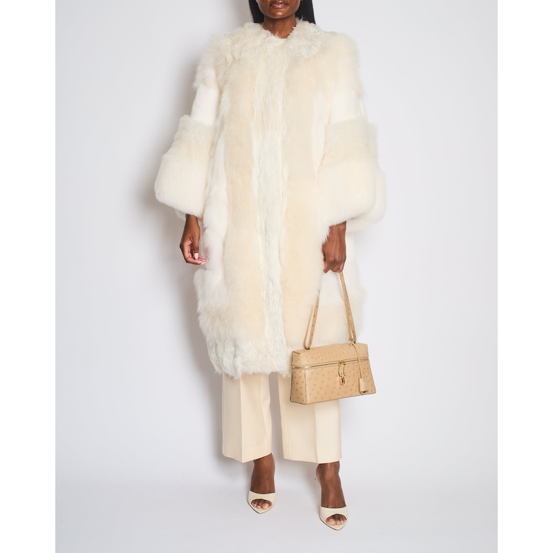 Dolce and Gabbana White Layered Fur Coat Size IT 44 (UK 12)
