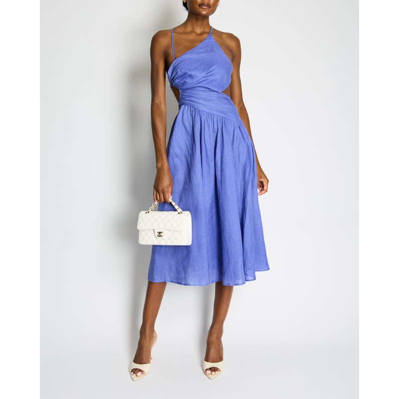 Zimmermann Blue Linen Strap Midi Dress Size OP (UK 6P)