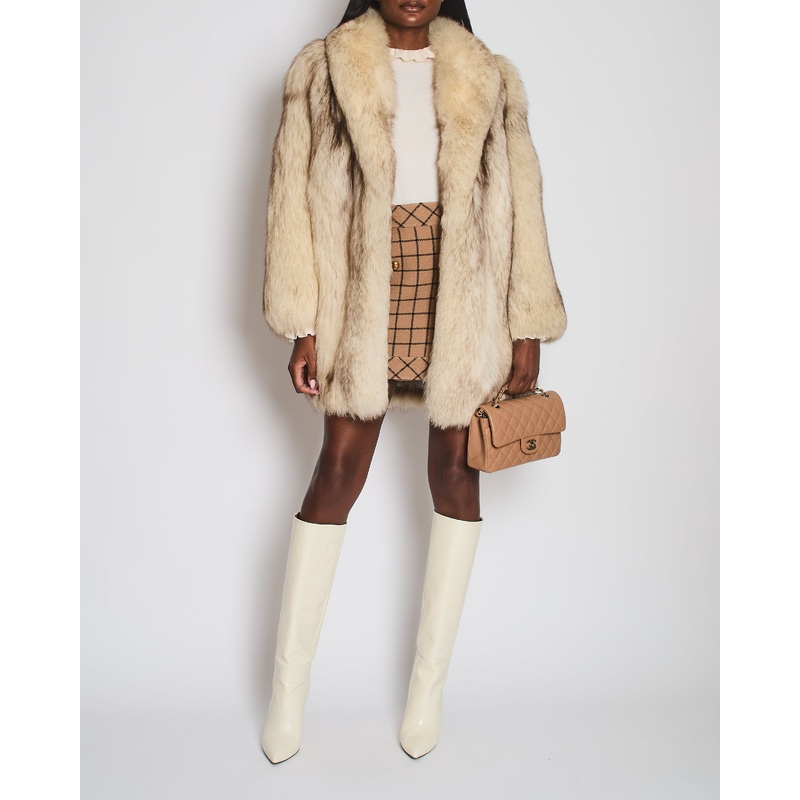 *HOT* Silver Fox  Real Fur Long Sleeve Coat Size IT 44 (UK 12)