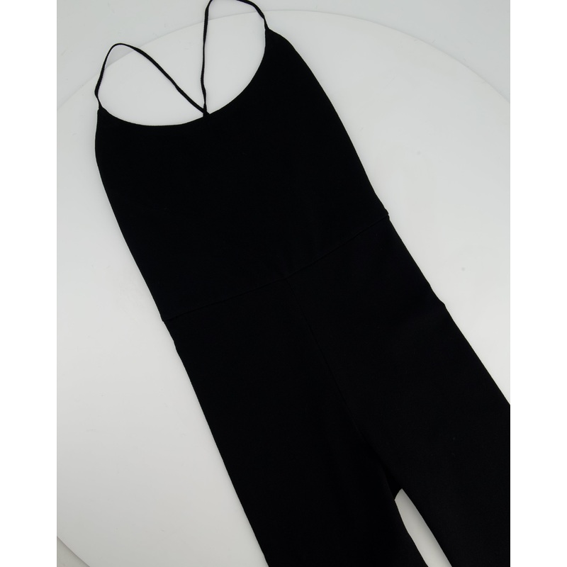 Valentino Black Spandex Spaghetti Strap Full Leg Bodysuit Size XS (UK 4)