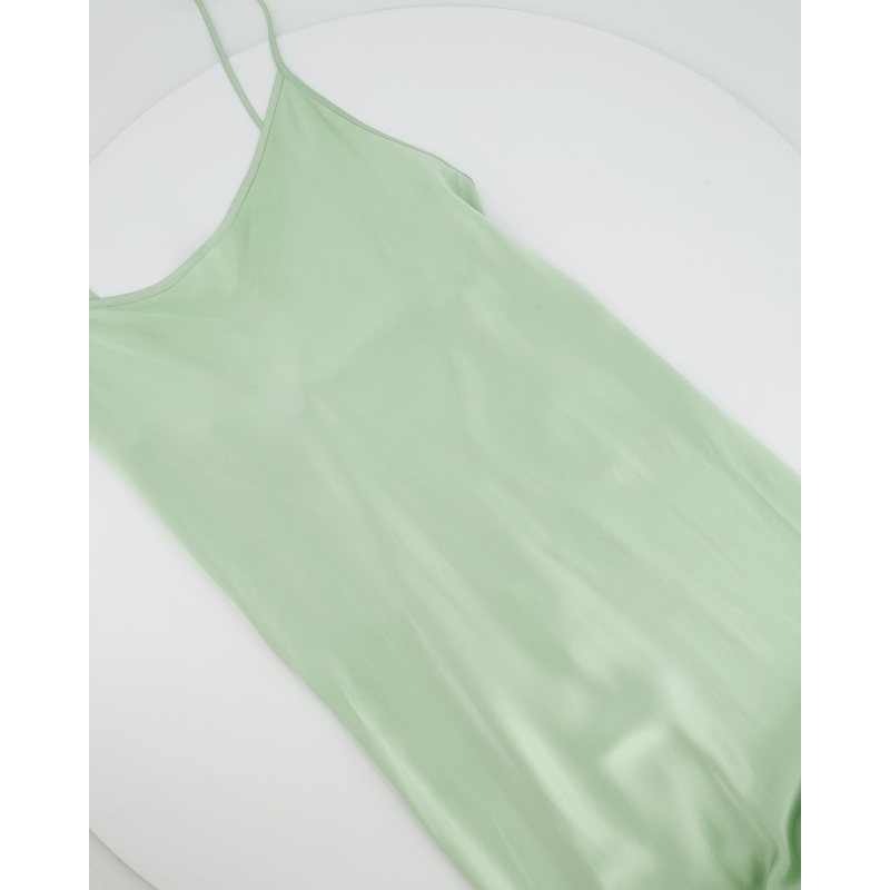 Victoria Beckham Pastel Green Silky Sleeveless Maxi Dress Size UK 12