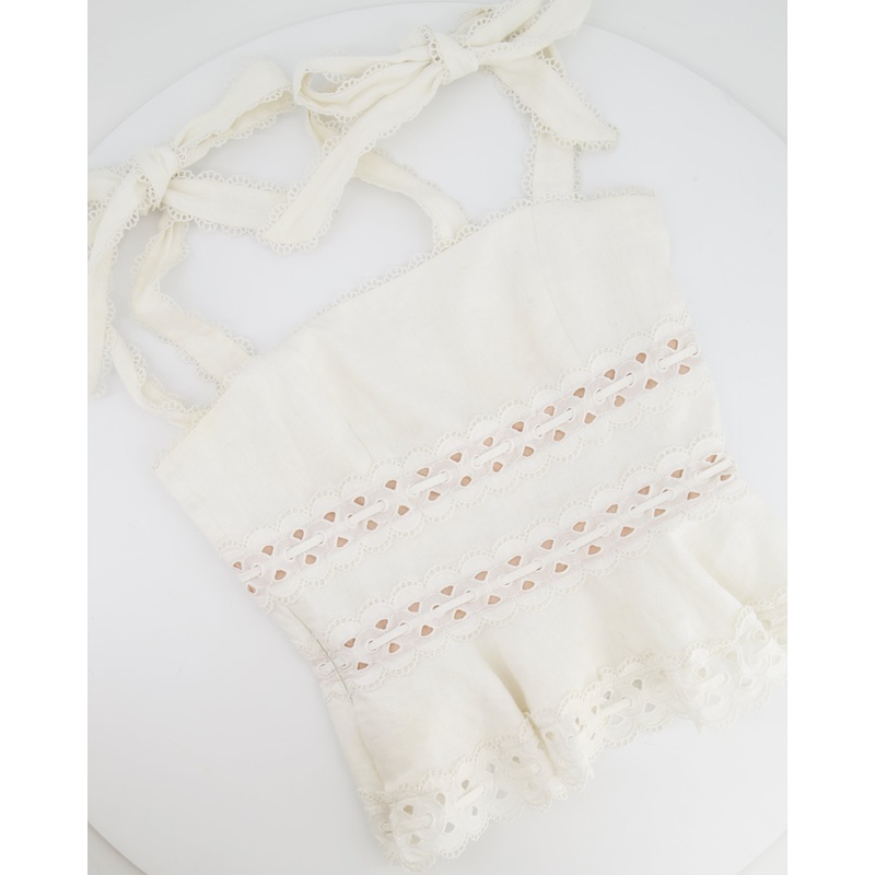 Zimmermann White Top with Lace Detail Size 1 (UK 8/10)