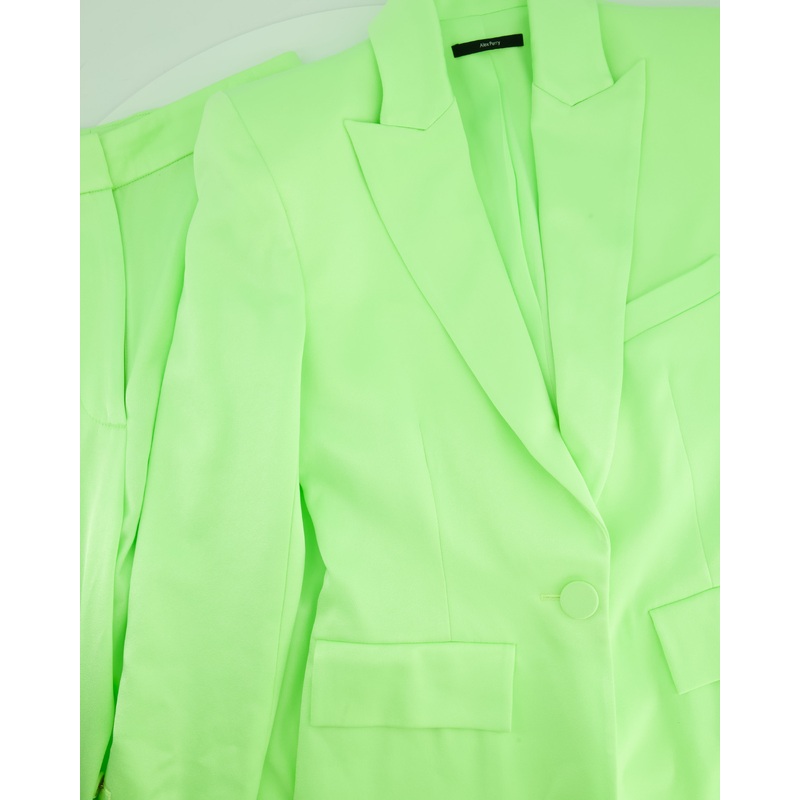 Alex Perry Neon Green Blazer and Tailored Wide Leg Trousers Set Size UK 8
