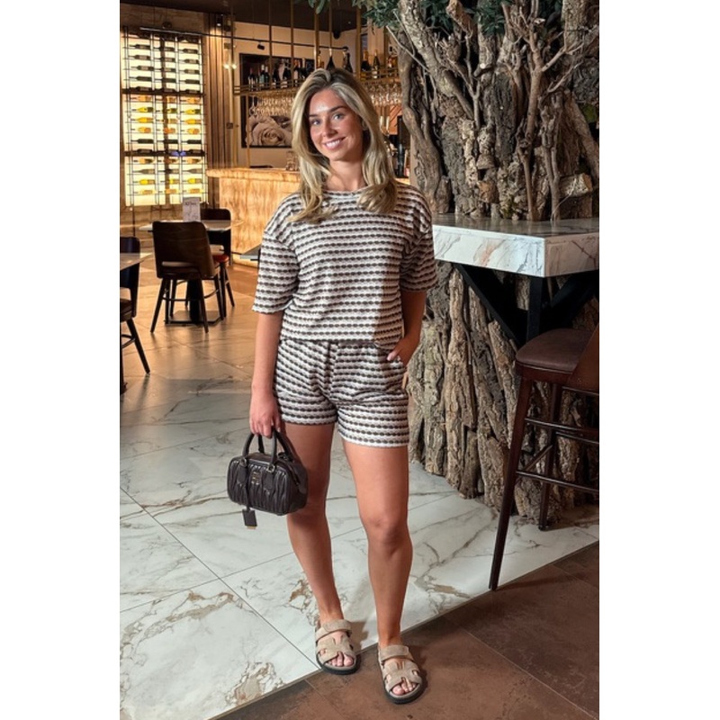 Cody mocha patterned t-shirt & shorts co ord