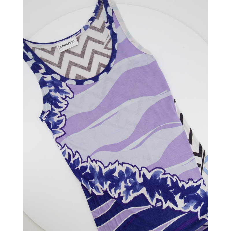 Emilio Pucci Blue and Purple Printed Maxi Sleeveless Dress Size IT 40 (UK 8)