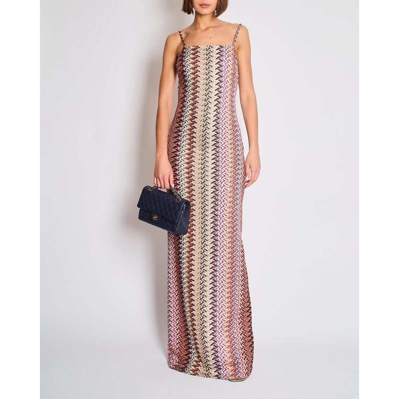 Missoni Multicolour Metallic Maxi Dress with Open Back Size IT 40 (UK 8)