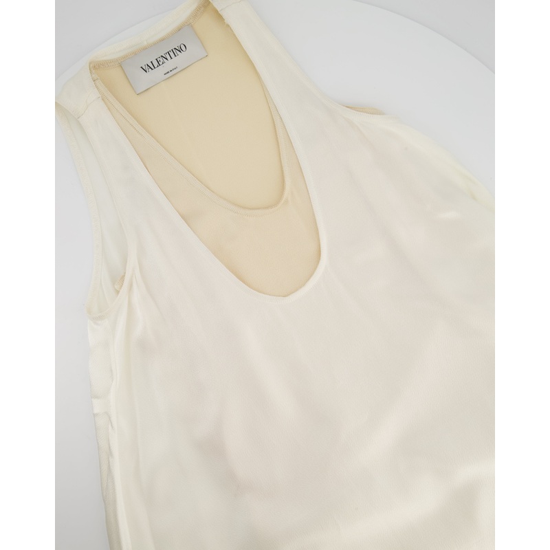Valentino Satin White Two-Tone Sleeveless Double Layer Midi Dress Size IT 36 (UK 4)