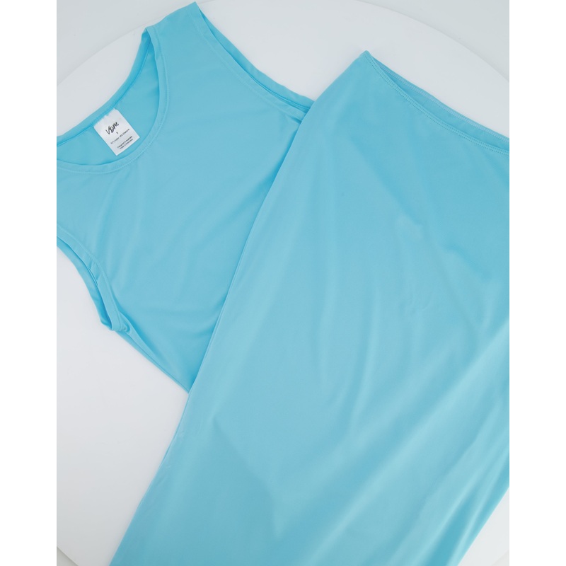 VDM Light Blue Top and Midi Skirt Set Size S (UK 8)
