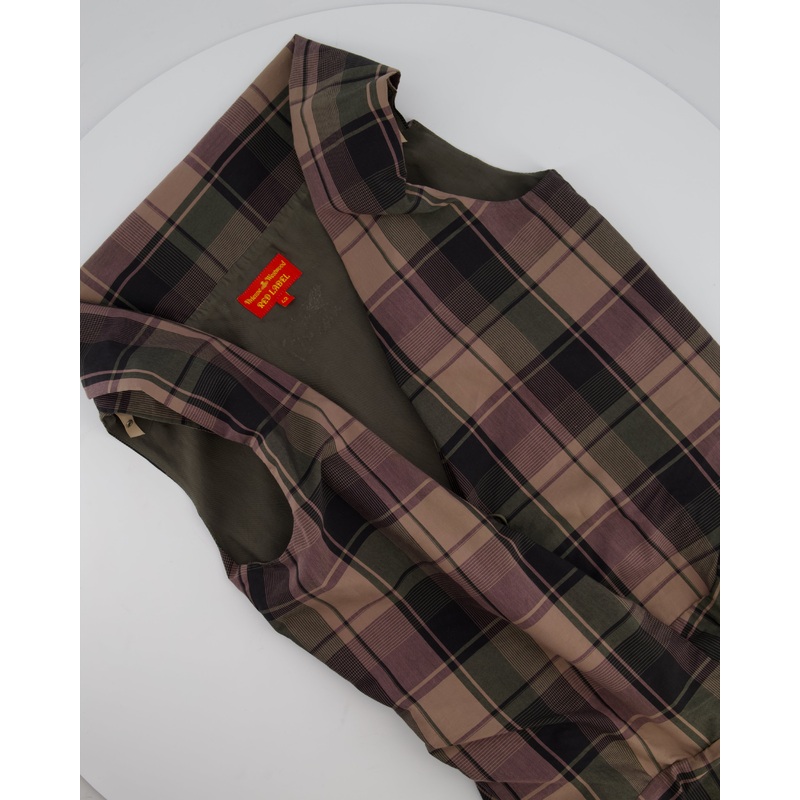 Vivienne Westwood Purple and Green Tartan Midi Dress with Belt Detail Size IT 42 (UK 10)