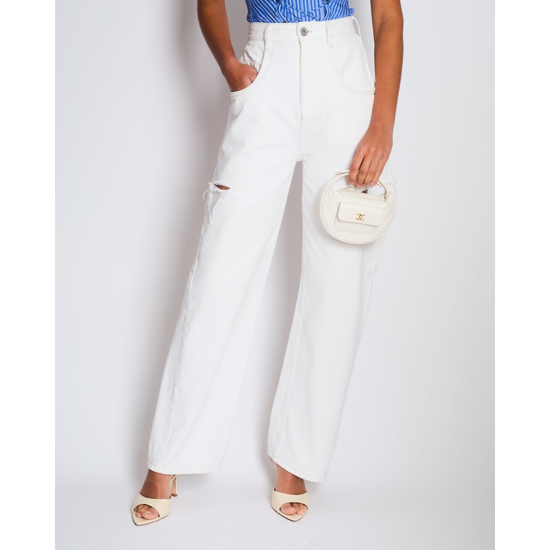 Maison Martin Margiela White Icons Cut-Out Straight Leg Jeans Size FR 36 (UK 8)