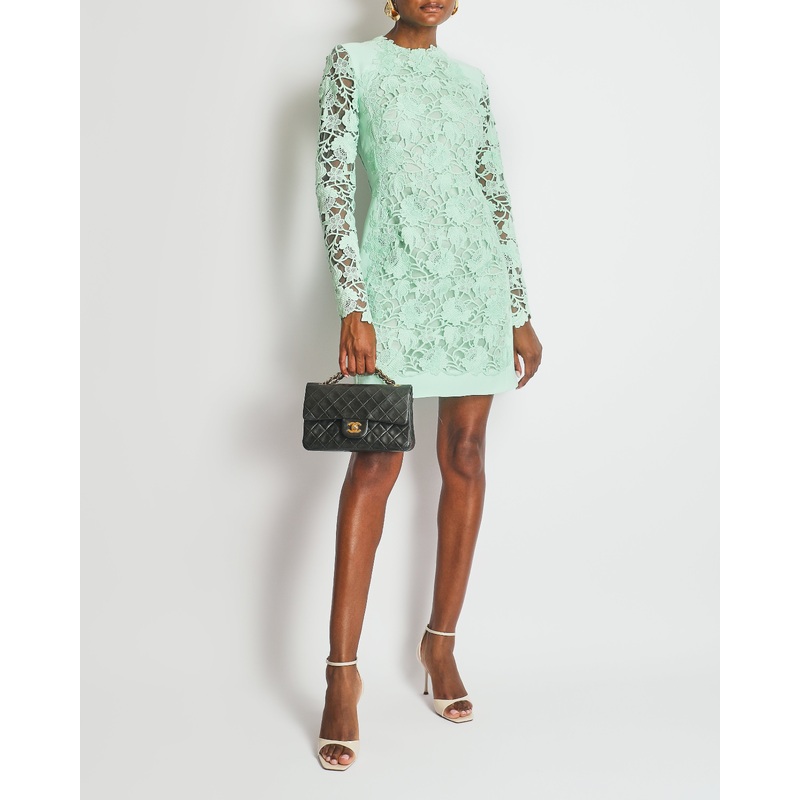 Giambattista Valli Mint Green Lace Long-Sleeve Dress IT 38 (UK 6) RRP 2900