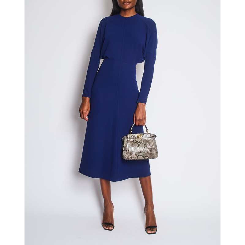 Victoria Beckham Navy Blue Dolman Sleeve Midi Dress Size UK 6