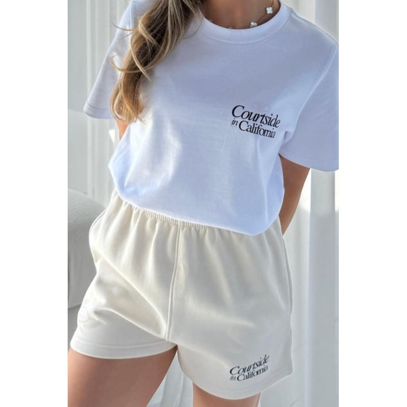 California printed ivory short