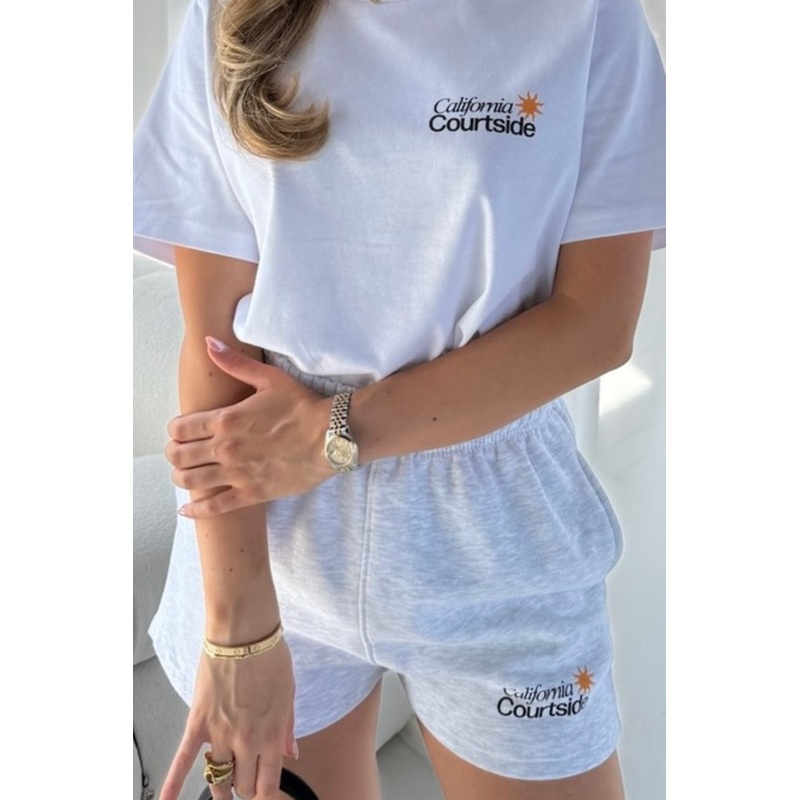 California printed light grey marl short