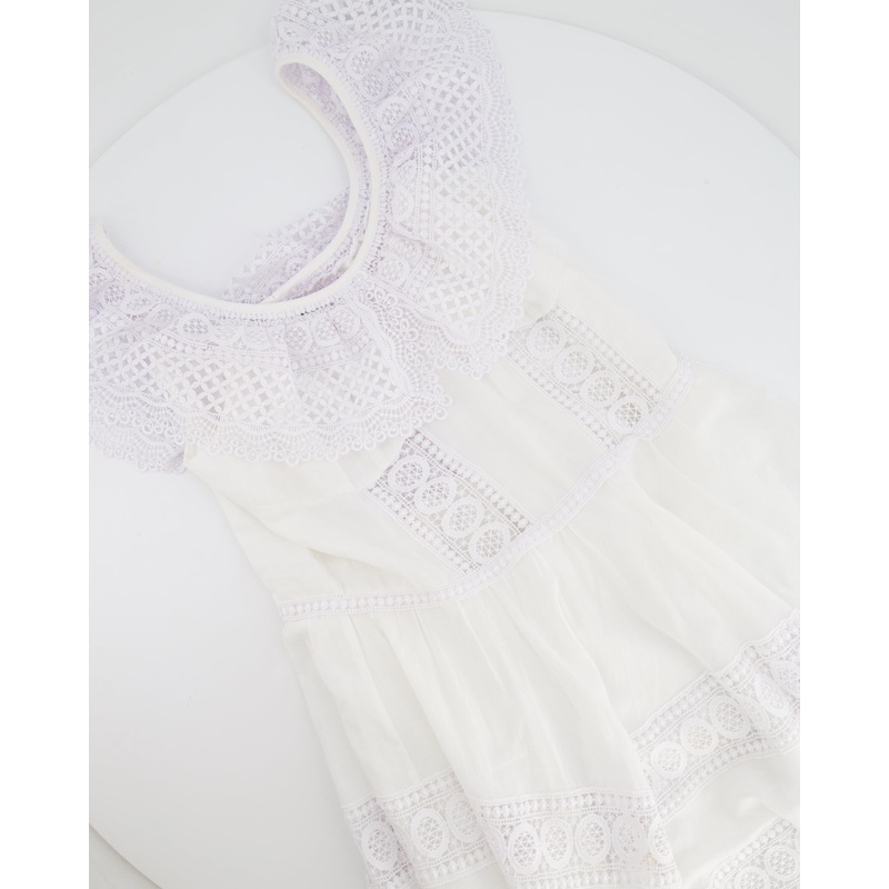 Charo Ruiz White Mini Dress with Lace Details Size M (UK 10)