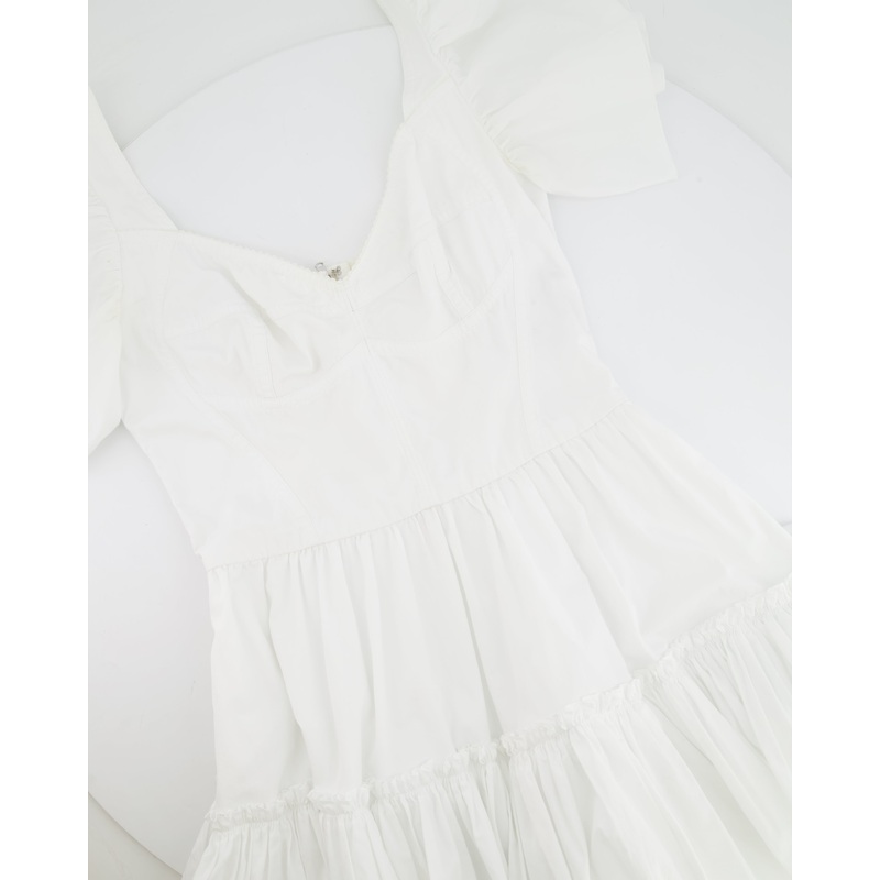 Dolce & Gabbana White Poplin Mini Corset Dress with Ruffle Details Size IT 44 (UK 12) RRP 1,400