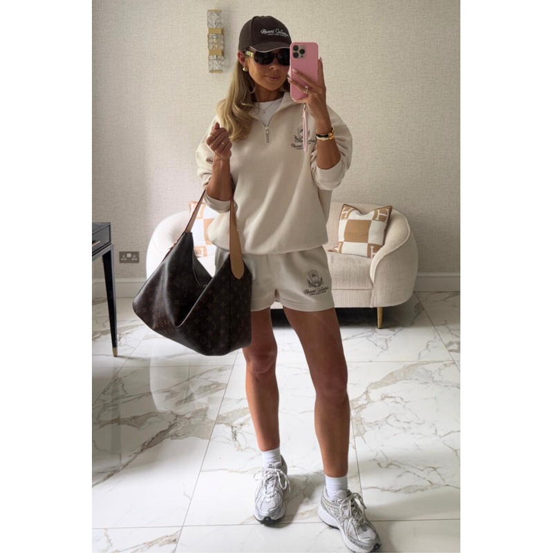 Emblem ivory embroidered shorts - Resort Collective