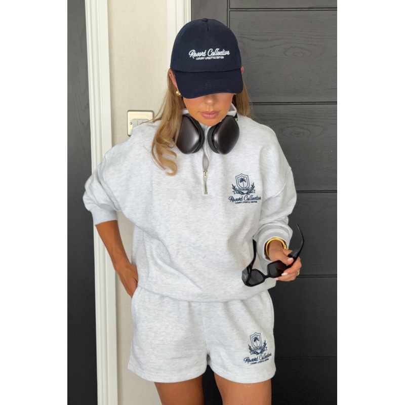 Emblem light marl embroidered shorts - Resort Collective