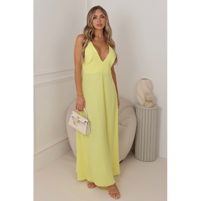 Selina yellow strappy maxi dress