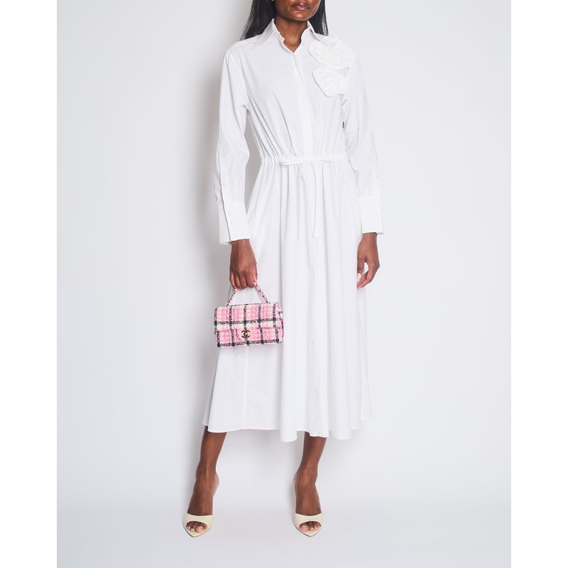 Valentino White Rose Shirt Dress in Cotton Poplin in Size IT 36 (UK 4)