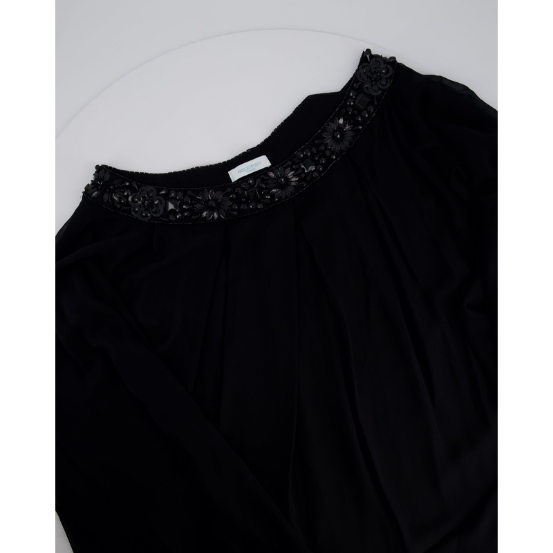 Emilio Pucci Black Sheer Mini Beach Dress with Crystal Neckline Size UK 10