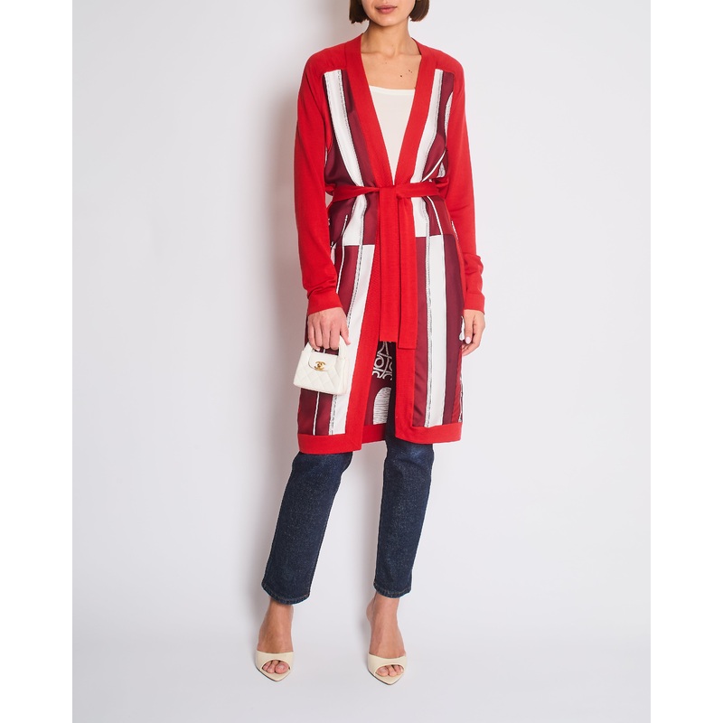 Herms Red Brides de Cour Silk & Cashmere Cardigan Size FR 34 (UK 6)