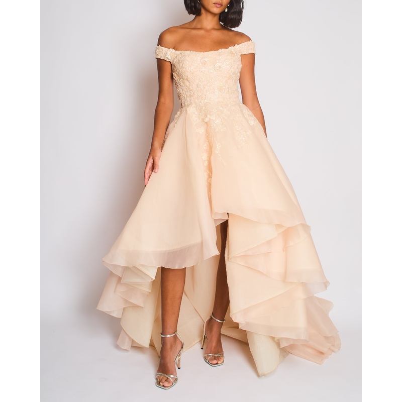 Mikael D Blush Ball Gown with Embroidered Detail Size S (UK 8)