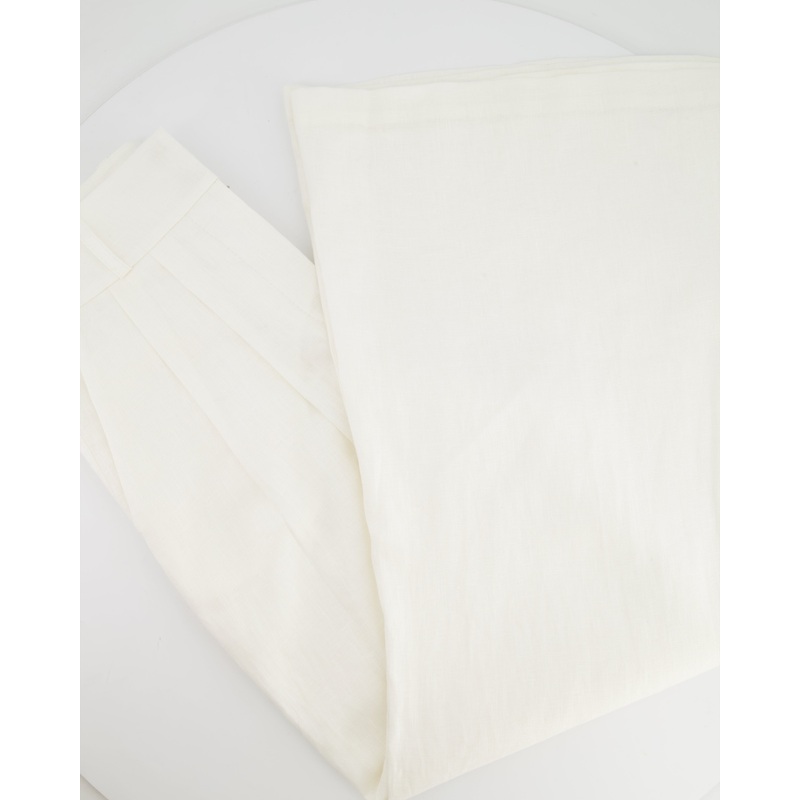 Zimmermann White Linen Wide Leg Trousers Size 0P (UK 6)