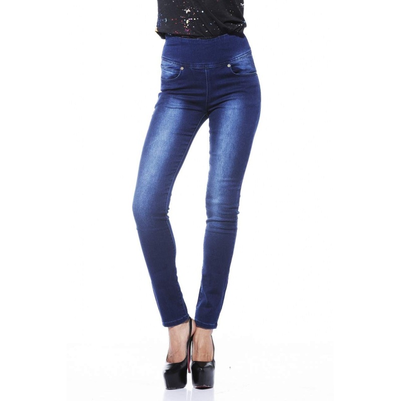 Zip High Waist Fitted Blue Jeans