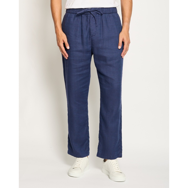 Frescobol Carioca Navy Linen Menswear Trousers Size UK 36