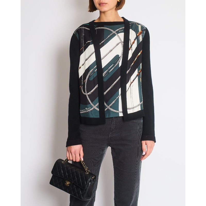 Herms Black Clic Clac Two Piece Cardigan and Vest Set Size FR 40 (UK 12)