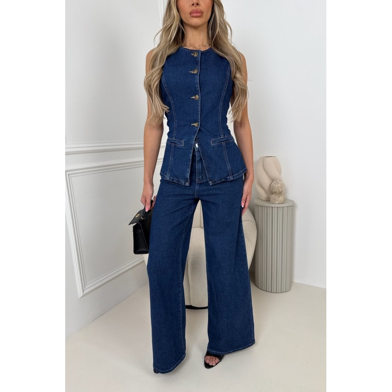 Lainy blue denim wide leg jeans