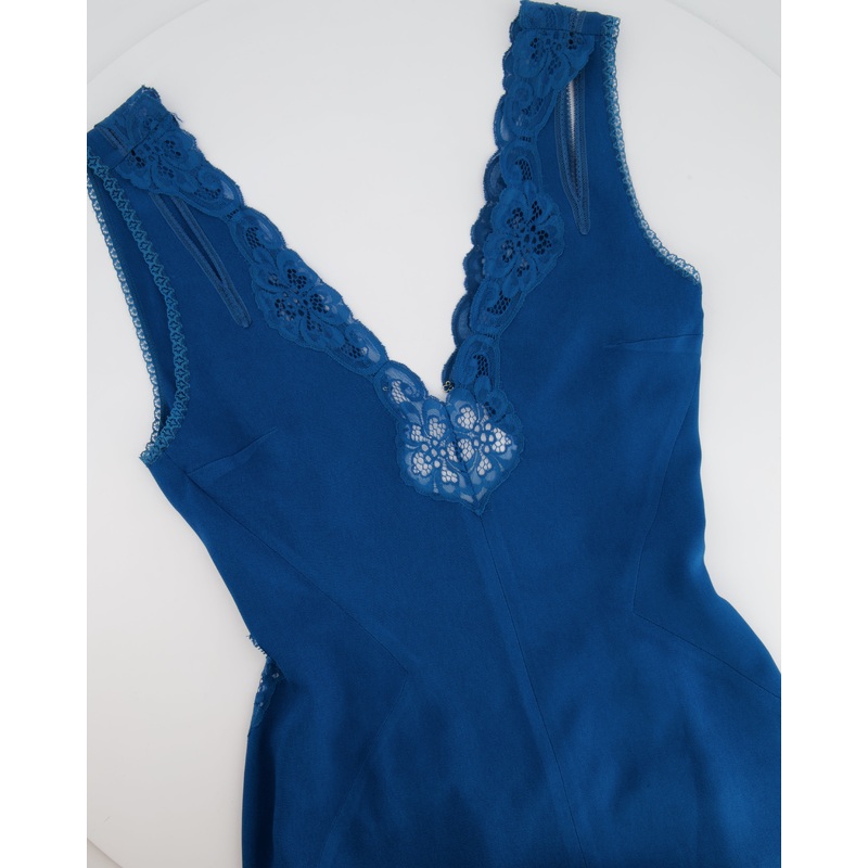 Stella McCartney Blue Maxi Lace Backless Gown Long Dress Size IT 42 (UK 10)