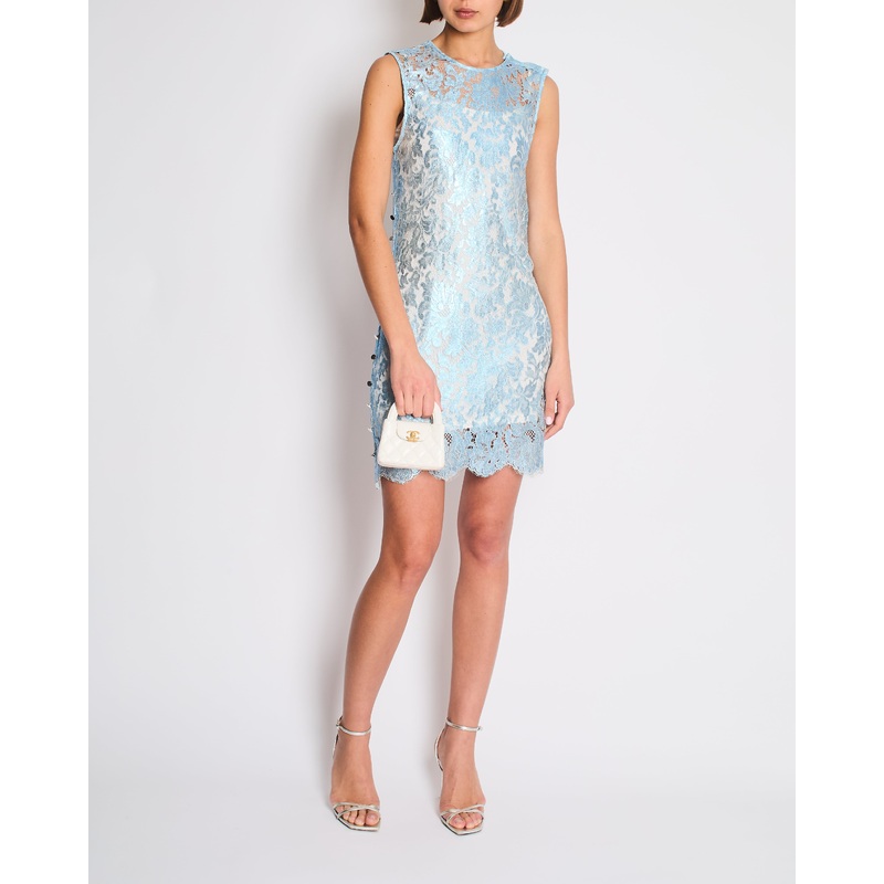 Coperni Sky Blue Lace Sleeveless Midi Dress Size IT 42 (UK 10)