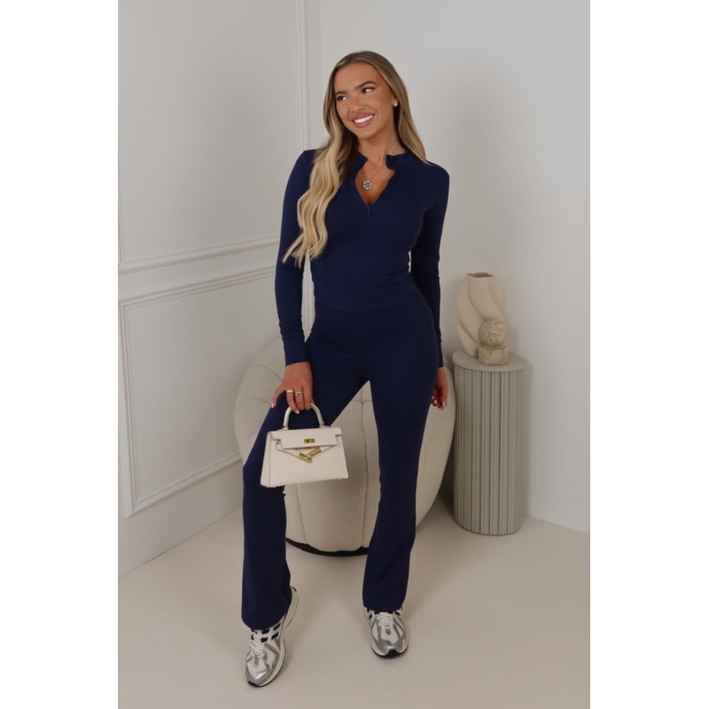 Rowen navy half zip and flares activewear set
