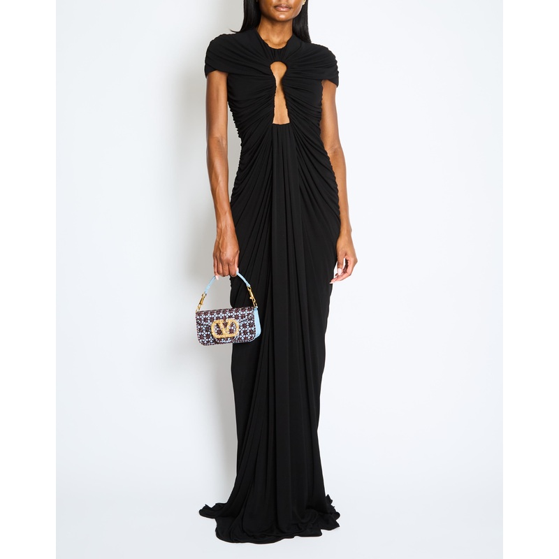 Schiaparelli Black Long Keyhole Dress With Zip Detail Size FR 38 (UK 10)