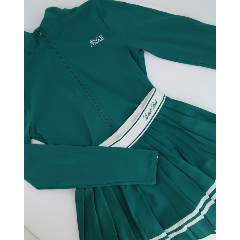 Sporty and Rich Green Gilet and Skirt Set with White Profiles and Printed Logo Detail Size S/M (UK 8/10) RRP 270