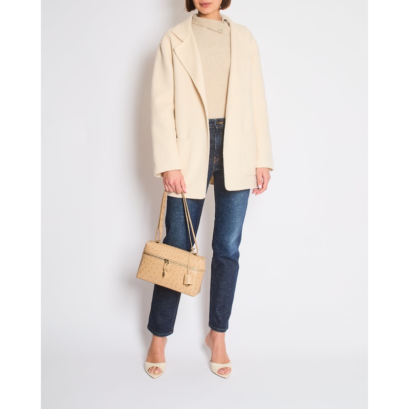 Toteme Cream Long Sleeve Patch Pocket Wool Coat Size FR 34 (UK 6)