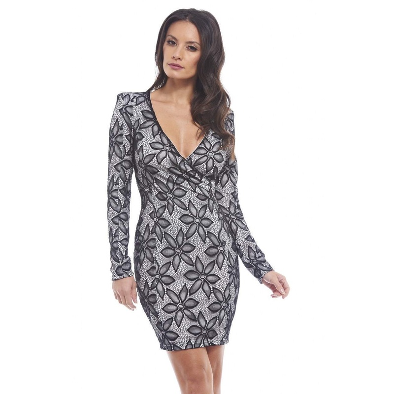 Wrap Front Long  Sleeved Dress