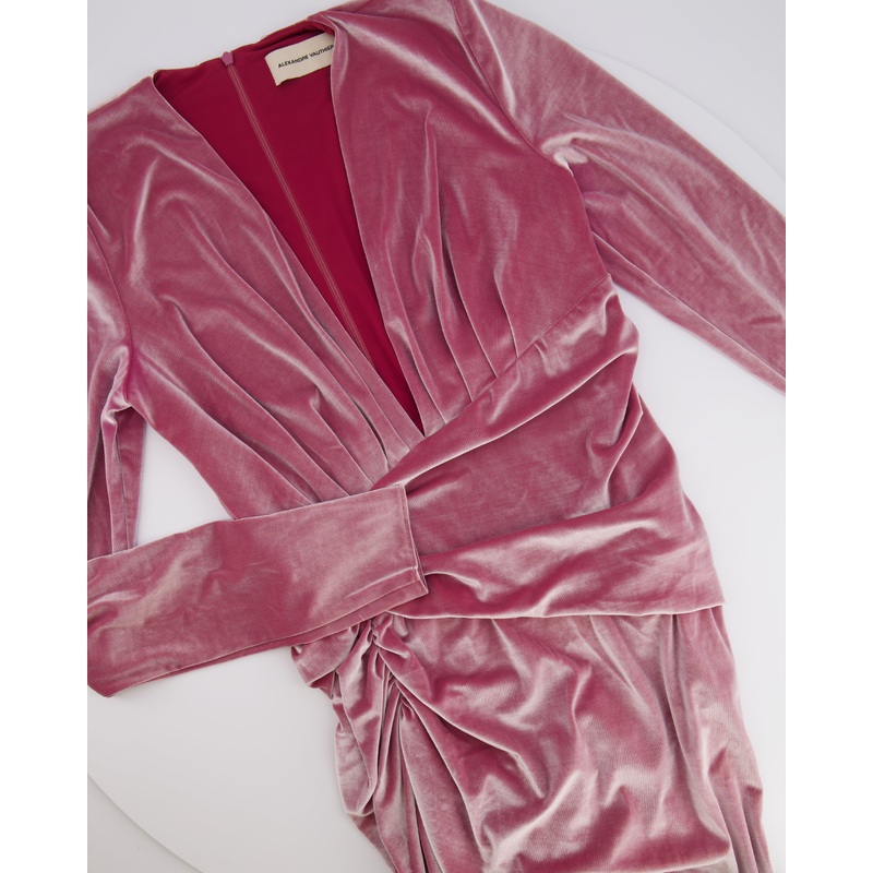 Alexandre Vauthier Pink Velours Asymmetric Mini Dress Size FR 42 (UK 14)
