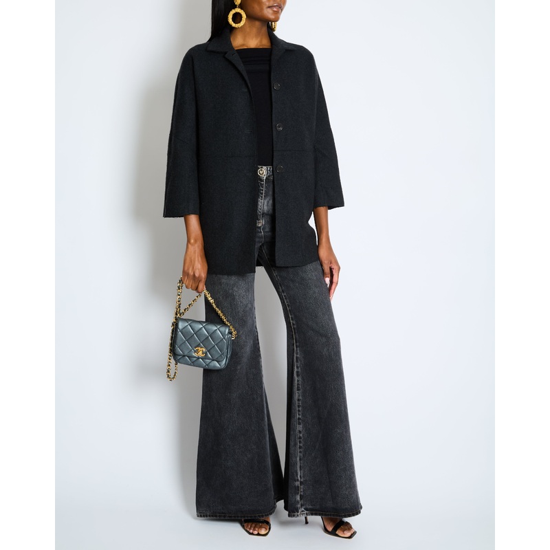 Loro Piana Charcoal Grey Single Breasted Cashmere Coat Size IT 36 (UK 4)