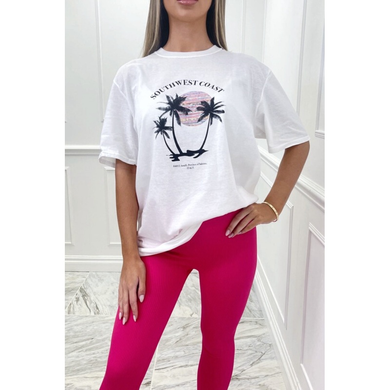 Southwest coast white oversized tee