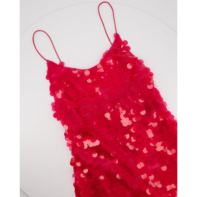 The New Arrivals by Ilkyaz Ozel Sequin Gwyneth Maxi Dress in Flamboyante Size FR 34 (UK 6)