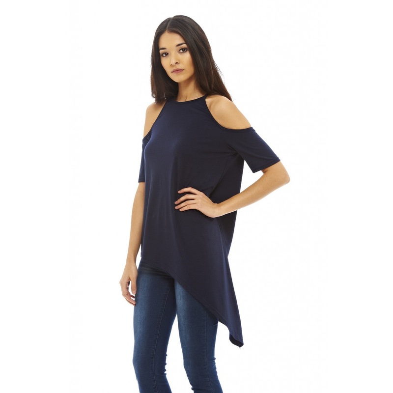 Asymmetric Cut Out Shoulder Top