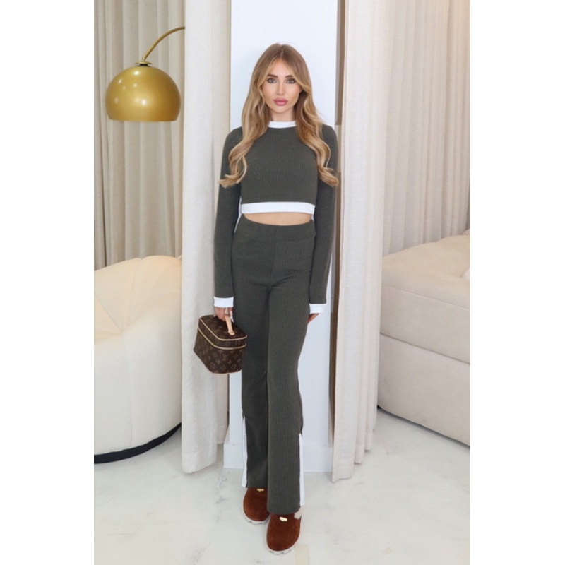 Susie khaki ribbed loungewear