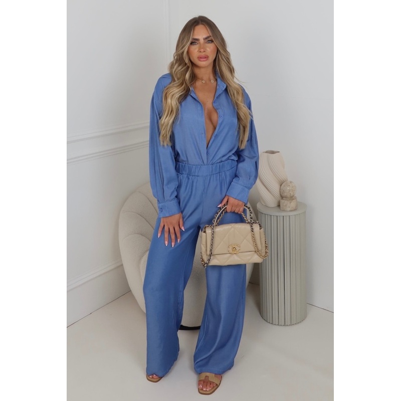 Zara denim shirt trouser co-ord