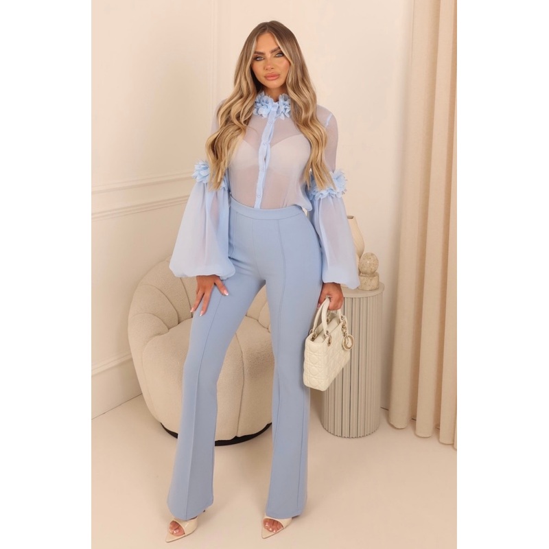 Eleanor blue skinny flared trousers