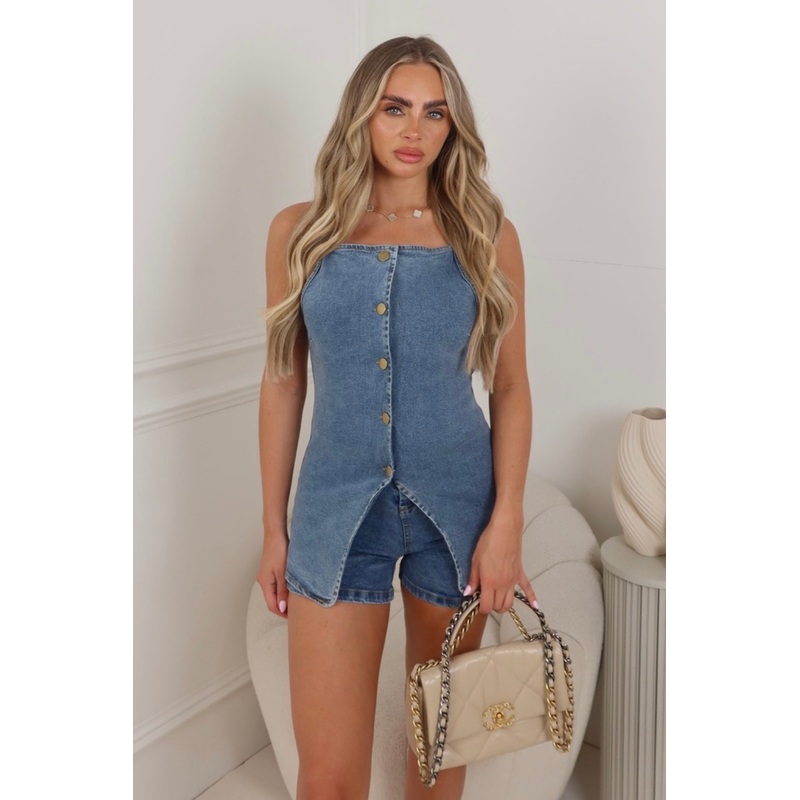 Laura dark denim shorts